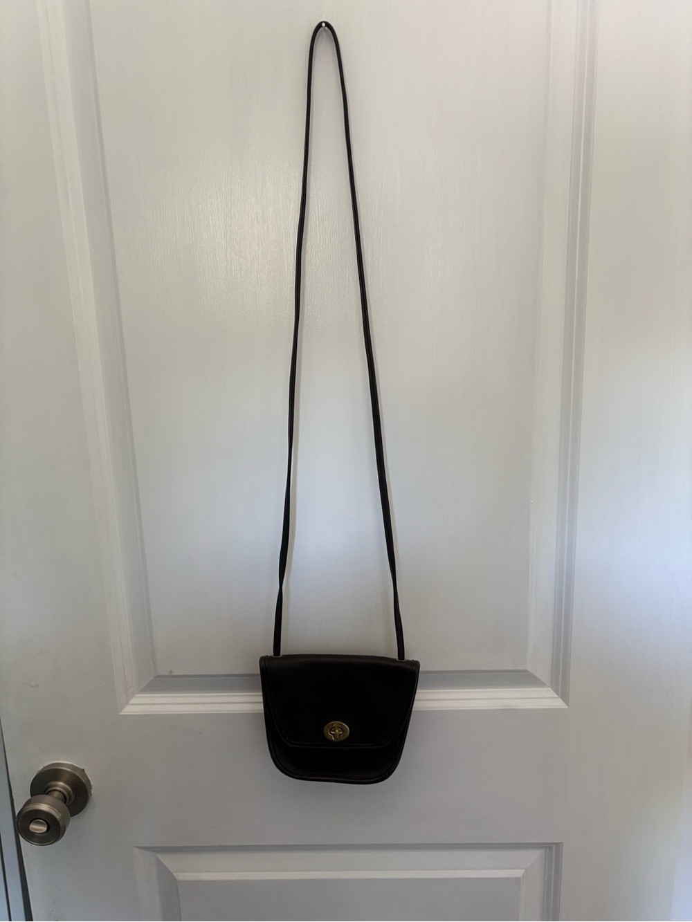Coach Black Leather Crossbody with Turn-Lock